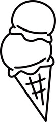 線画食べ物アイコン　アイスコーン
