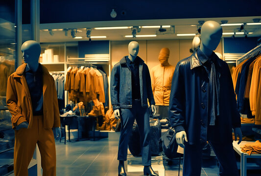 a clothing store with mannequins on display