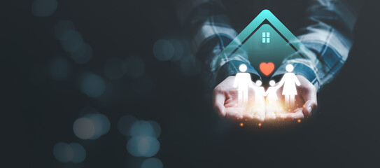 Family safety protection and protection concept ,Insurance management planning ,health care and...