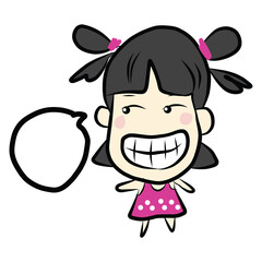 Cute girl pink dress dot white funny cartoon6
