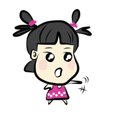 Cute girl pink dress dot white funny cartoon19
