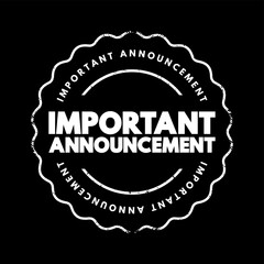 Important Announcement text stamp, concept background