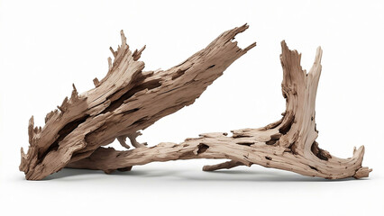 Driftwood Isolated on White Background Aged Wood | AI Generated