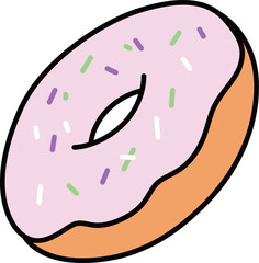  カラー食べ物アイコン　ドーナッツ