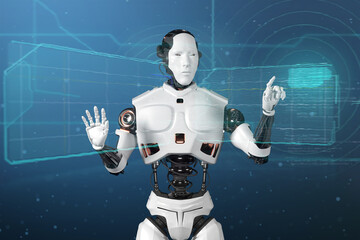 Obraz na płótnie Canvas Robotics and AI for the future. 3D rendering.