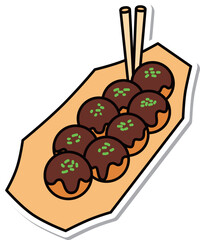 ステッカー風食べ物アイコン　たこ焼き