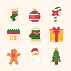 Christmas icon collection vector design