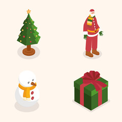 Christmas isometric icon collection vector design