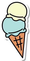 ステッカー風食べ物アイコン　アイスコーン