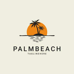 Obraz premium Palm tree modern logo design on the beach