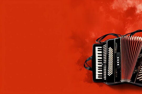 Acordion red background. Generate Ai