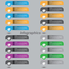 Collection infographics with steps and options, banner  for  business design and website template.