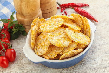 Natural organic grain rice chips