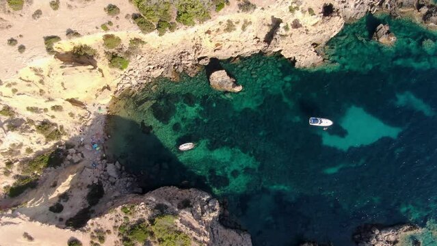 Ibiza Cala Llentia, preciosa playa a vista de drone
