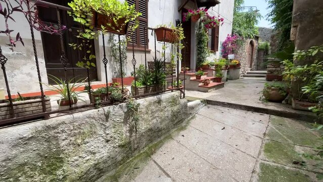 View of the historic center of Stifone little village on the gorge of river Nera in Umbria, Italy