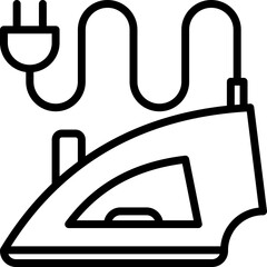 Iron with cable thin line icon. Housekeeping. Laundry service. Modern vector illustration.