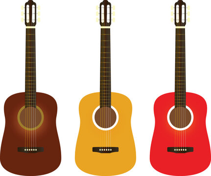 Classic guitars clipart. Acoustic guitar vector illustration