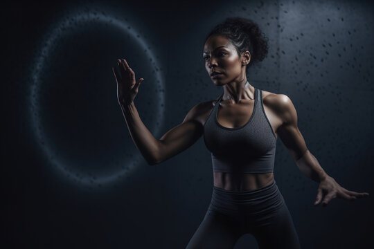 portrait of a female african american athlete in a gym