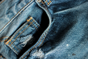 Jeans background, denim with seam of fashion design