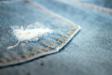 Jeans background, denim with seam of fashion design