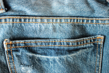 Jeans background, denim with seam of fashion design