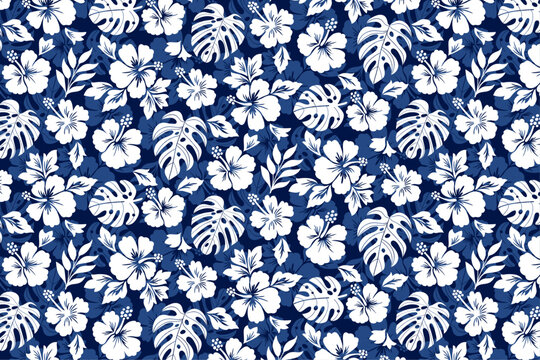 Blue  Hawaiian Shirt Pattern