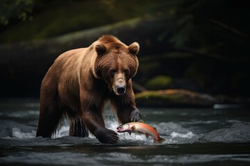 Brown bear salmon. Generate Ai
