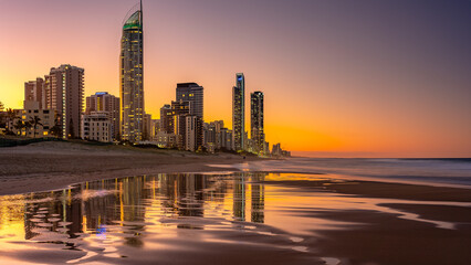 Gold Coast, Queensland, Australia - Hotels along the beach at sunset © Alexander