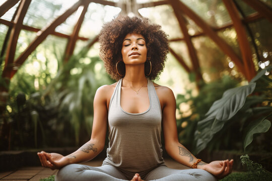 woman meditating in yoga pose