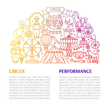 Circus Line Template. Vector Illustration of Outline Design.