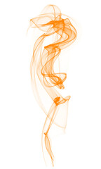 Abstract orange puffs of smoke swirl overlay on transparent background. Royalty high-quality free stock photo image of abstract smoke overlays on black backgrounds. Orange smoke swirls fragments © Jangnhut2023