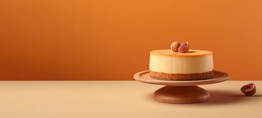Obraz na płótnie Canvas Cheesecake day nuts background. Generate Ai