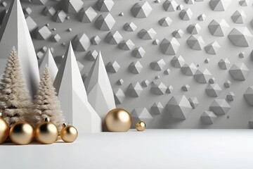 Christmas day background balls fir tree. Generate Ai