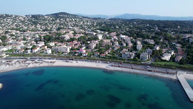 The Golfe-Juan beach on the french riviera skyview