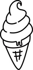料理食べ物の線画単品アイコン　ソフトクリーム