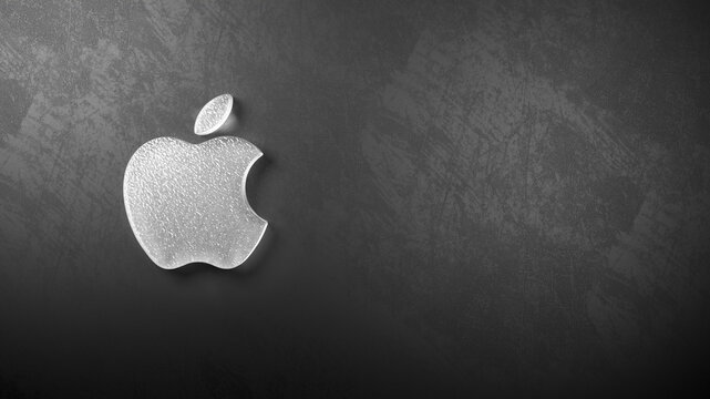 Apple Inc. Company Logo on Black Background with Copy Space