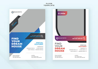 Dream house real estate flyer template and brochure leaflet cover design
