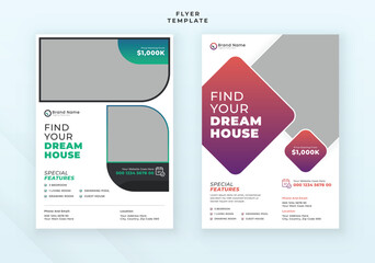 Dream house real estate flyer template and brochure leaflet cover design
