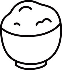 料理食べ物の線画単品アイコン　ご飯