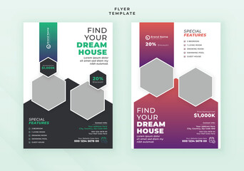 Dream house real estate flyer template and brochure leaflet cover design
