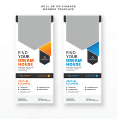 Dream home real estate roll up banner and signage standee banner design template
