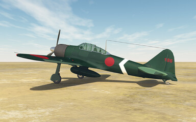 Fototapeta na wymiar Japanisches Jagdflugzeug aus dem zweiten Weltkrieg