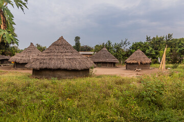 Fototapeta na wymiar Round huts in Pakwach town, Uganda