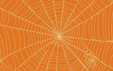 Obraz premium Orange halloween background with spiders web. Generative AI
