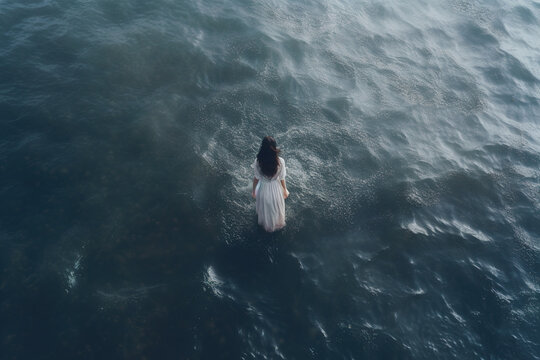 woman in dress  in the water