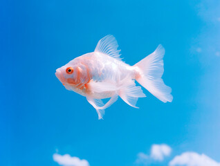 Flying fish above the sky, AI Generated