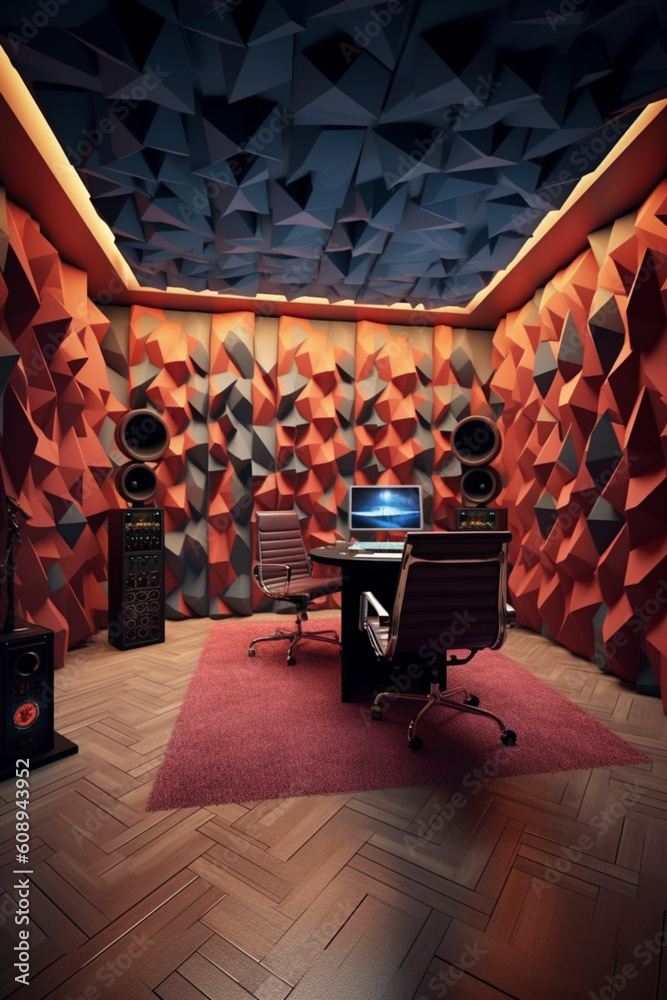 Aufkleber a soundproof recording studio with acoustic panels and professional equipment, symbolizing the impor