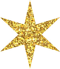 Obraz premium Shiny gold glitter star, png isolated with transparent background.