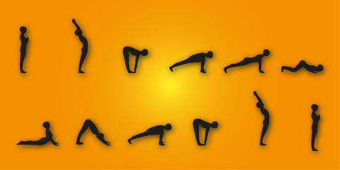 Set Of 12 Sun Salutations And Surya Namaskar