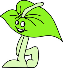 Hand drawn vector illustration of Tropical Plant Retro Cartoon Art Style